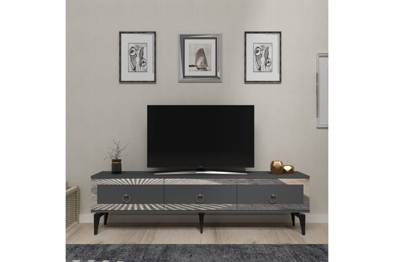 Ponny Tv-bænk 180 cm - Antracit/Sølv - Møbler - TV borde & mediemøbler - TV-borde