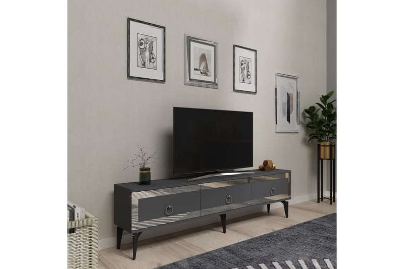 Ponny Tv-bænk 180 cm - Antracit/Sølv - Møbler - TV borde & mediemøbler - TV-borde