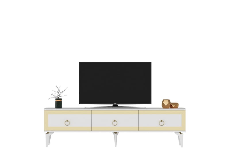 Ponny Tv-bænk 180 cm - Hvid/Guld - Møbler - TV borde & mediemøbler - TV-borde