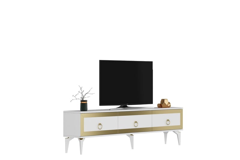 Ponny Tv-bænk 180 cm - Hvid/Guld - Møbler - TV borde & mediemøbler - TV-borde