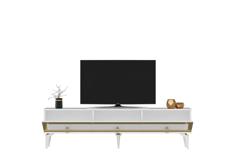 Ponny Tv-bænk 180 cm - Hvid/Guld - Møbler - TV borde & mediemøbler - TV-borde