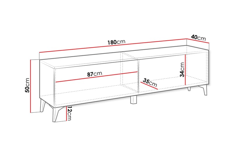 Royston TV-bænk 180 cm - Hvid - Møbler - TV borde & mediemøbler - TV-borde