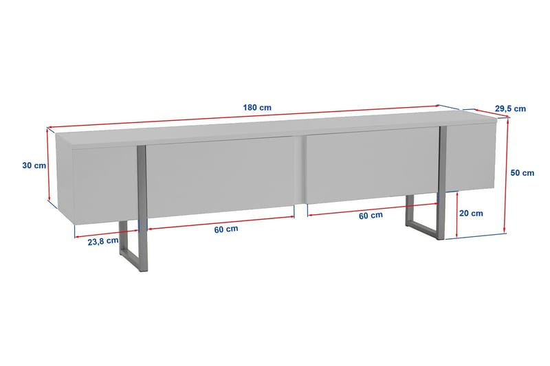 Serenity Tv-bænk 180x30 cm - Hvid/Guld - Møbler - TV borde & mediemøbler - TV-borde