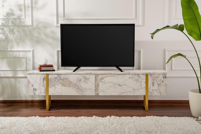 Serenity Tv-bænk 180x30 cm - Marmor/Guld - Møbler - TV borde & mediemøbler - TV-borde