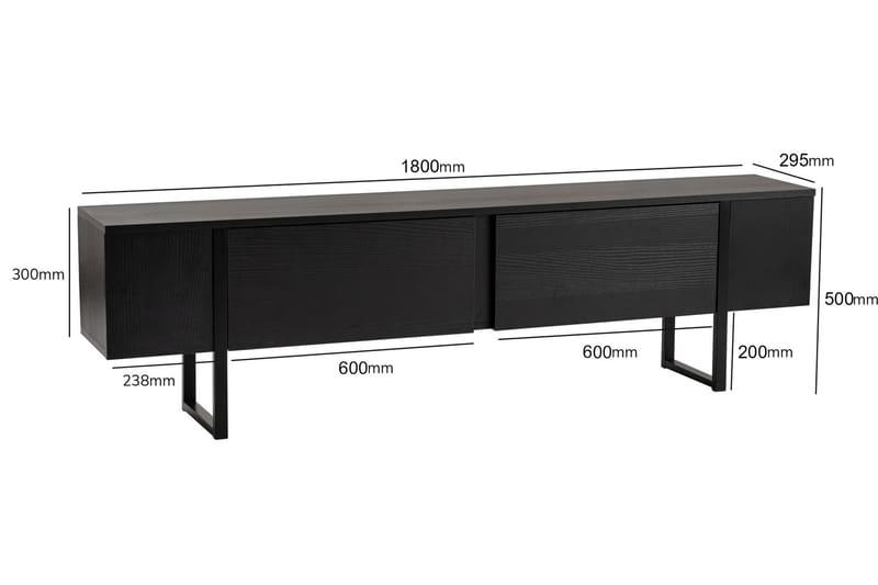 Serenity Tv-bænk 180x30 cm - Sort - Møbler - TV borde & mediemøbler - TV-borde