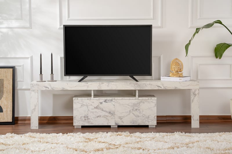 Shanah Tv-bænk 180x31 cm - Marmor/Beige - Møbler - TV borde & mediemøbler - TV-borde