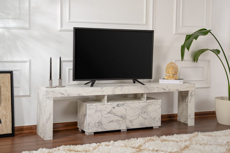 Shanah Tv-bænk 180x31 cm - Marmor/Beige - Møbler - TV borde & mediemøbler - TV-borde