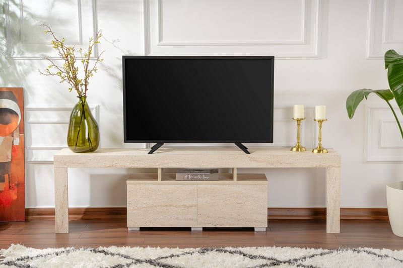 Shanah Tv-bænk 180x31 cm - Travertin - Møbler - TV borde & mediemøbler - TV-borde