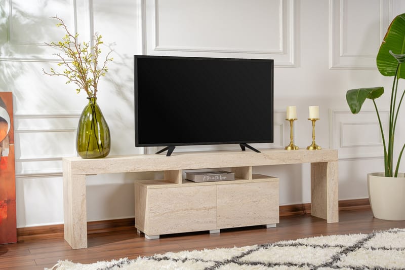 Shanah Tv-bænk 180x31 cm - Travertin - Møbler - TV borde & mediemøbler - TV-borde