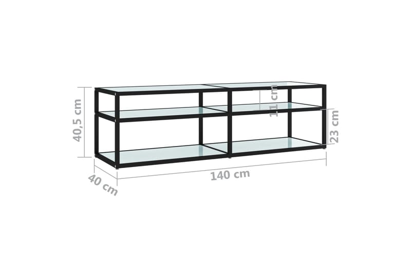 tv-bord 140x40x40,5 cm hærdet glas marmoreffekt hvid - Hvid - Møbler - TV borde & mediemøbler - TV-borde