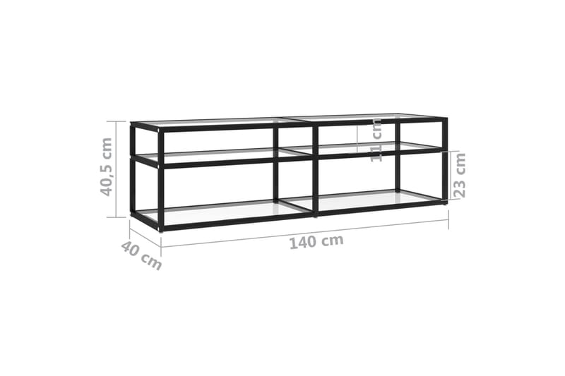 tv-bord 140x40x40,5 cm hærdet glas transparent - gennemsigtig - Møbler - TV borde & mediemøbler - TV-borde