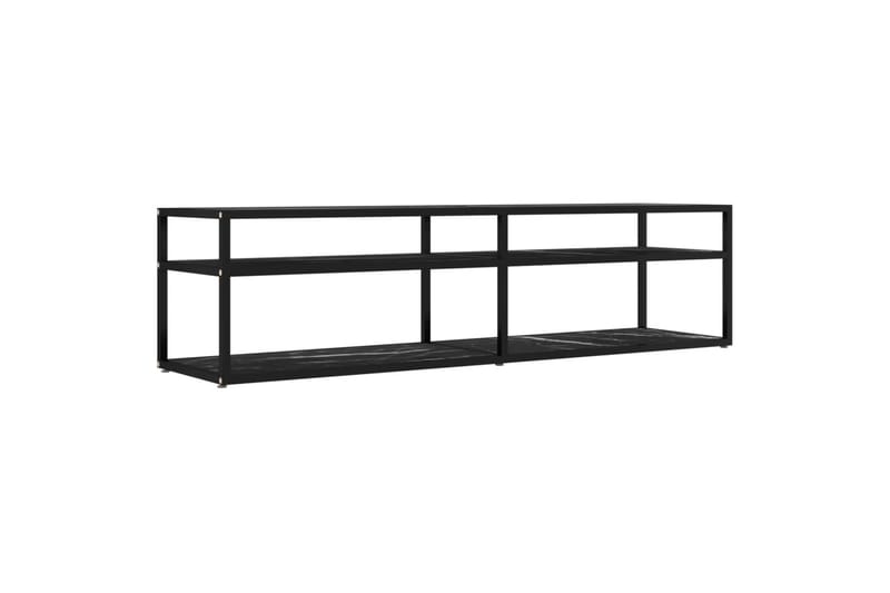 tv-bord 160x40x40,5 cm hærdet glas marmoreffekt sort - Sort - TV-borde