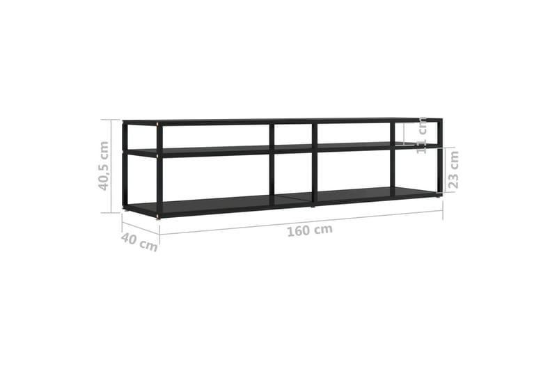 tv-bord 160x40x40,5 cm hærdet glas sort - Sort - Møbler - TV borde & mediemøbler - TV-borde