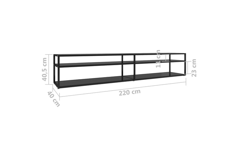 tv-bord 220x40x40,5 cm hærdet glas sort - Sort - Møbler - TV borde & mediemøbler - TV-borde