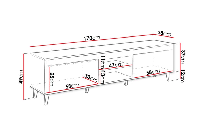 Amshyttan TV-Bord 170 cm - Natur/antracit - Møbler - TV borde & mediemøbler - TV-borde