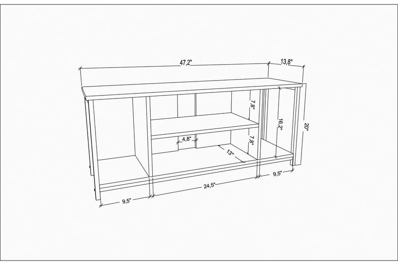 Andifli TV-Bord 120x50,8 cm - Antracit - Møbler - TV borde & mediemøbler - TV-borde