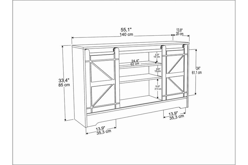 Andifli TV-Bord 140x85 cm - Brun - Møbler - TV borde & mediemøbler - TV-borde