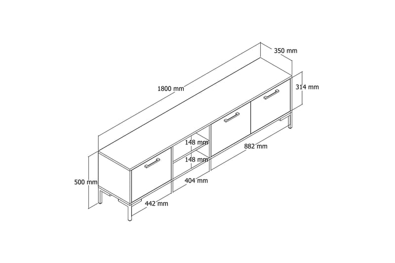 Andifli TV-Bord 150x52 cm - Brun - Møbler - TV borde & mediemøbler - TV-borde