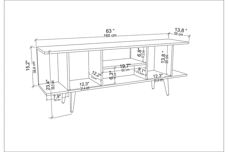 Andifli TV-Bord 160x38,6 cm - Blå - Møbler - TV borde & mediemøbler - TV-borde