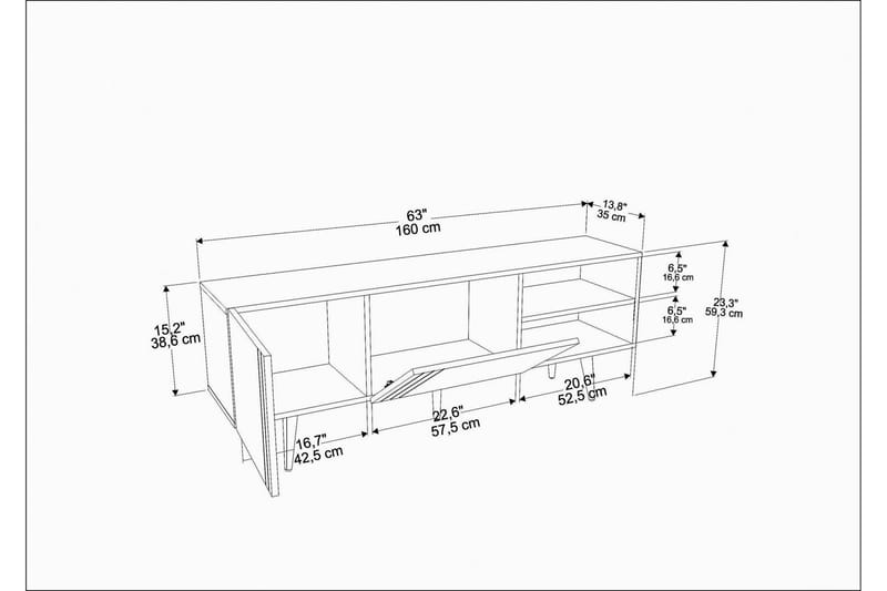 Andifli TV-Bord 160x38,6 cm - Blå - Møbler - TV borde & mediemøbler - TV-borde