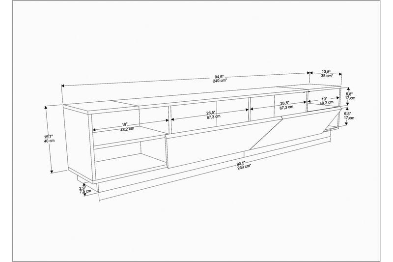 Andifli TV-Bord 240x47,4 cm - Hvid - Møbler - TV borde & mediemøbler - TV-borde