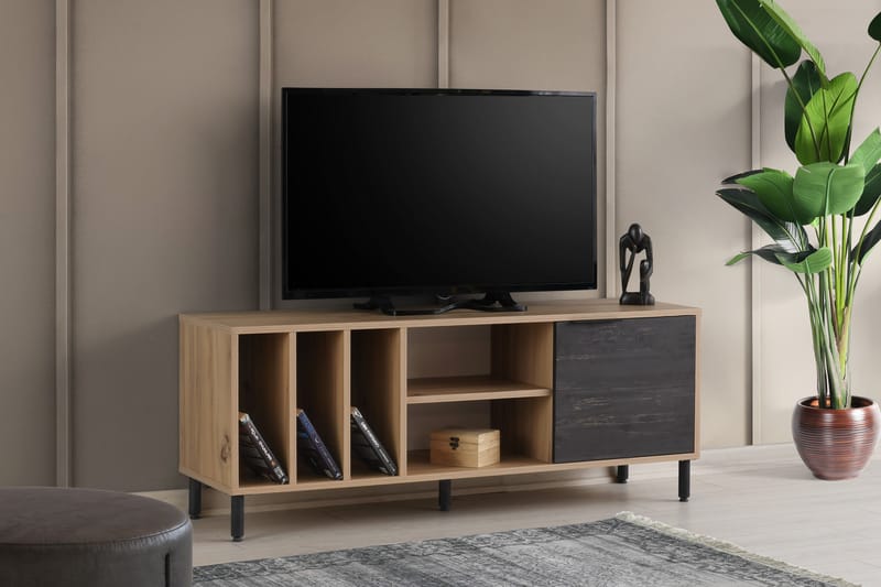 Ayleen TV-bord 140 cm - Natur/Mørkebrun - TV-borde