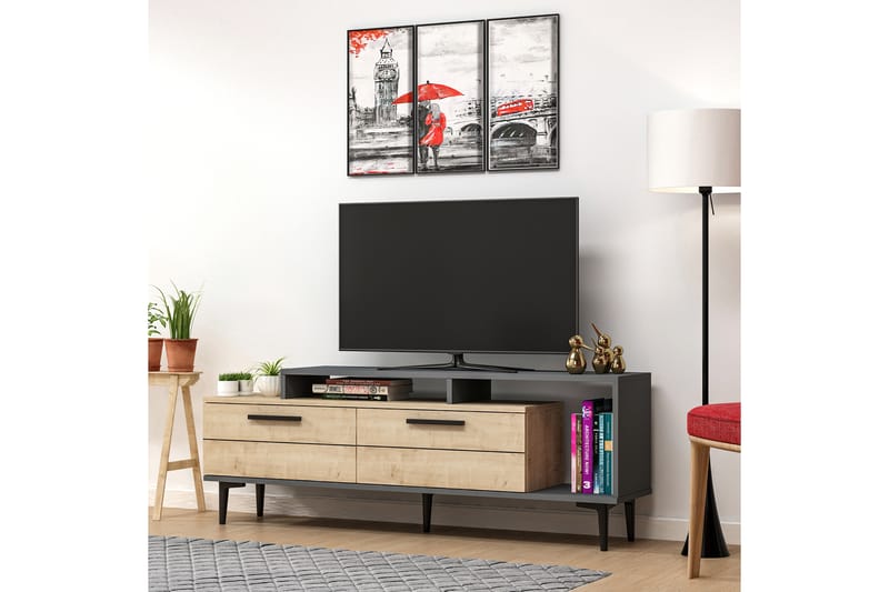 Binard TV-Bord 150 cm - Blå / Natur / Antracit - Møbler - TV borde & mediemøbler - TV-borde