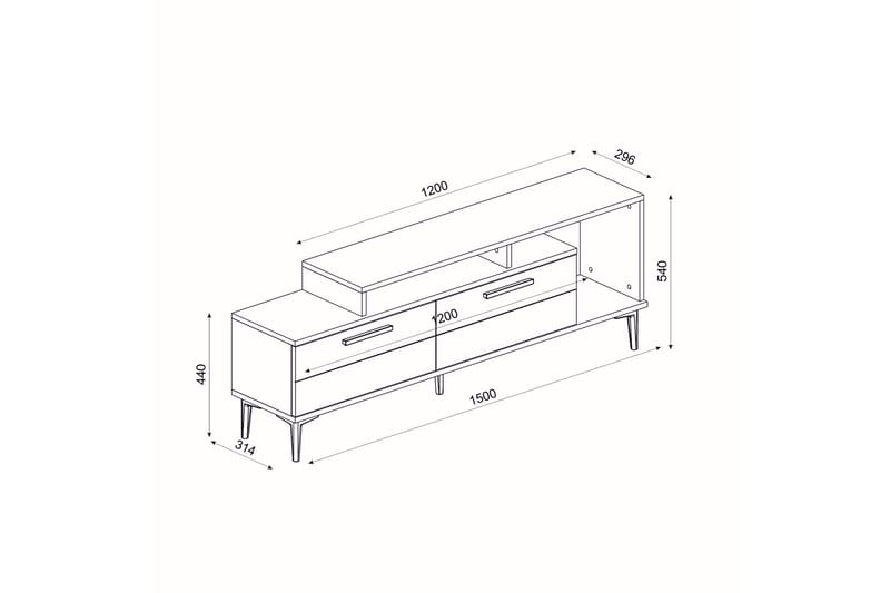 Binard TV-Bord 150 cm - Blå / Natur / Antracit - Møbler - TV borde & mediemøbler - TV-borde