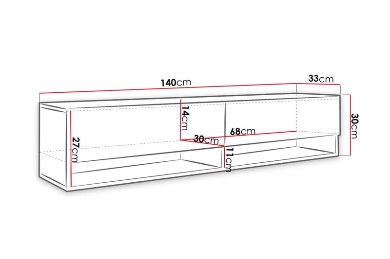 Brya TV-Bord 140 cm LED-belysning - Beige/Hvid - Møbler - TV borde & mediemøbler - TV-borde