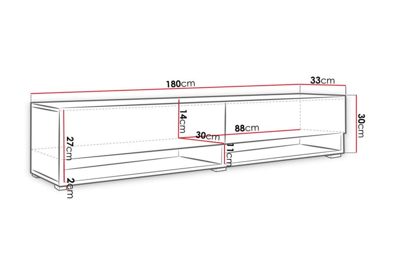 Brya TV-Bord 180 cm LED-belysning - Beige/Blå - Møbler - TV borde & mediemøbler - TV-borde