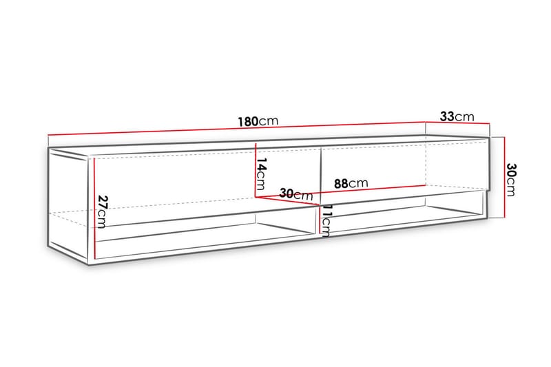 Brya TV-Bord 180 cm LED-belysning - Beige/Blå - Møbler - TV borde & mediemøbler - TV-borde