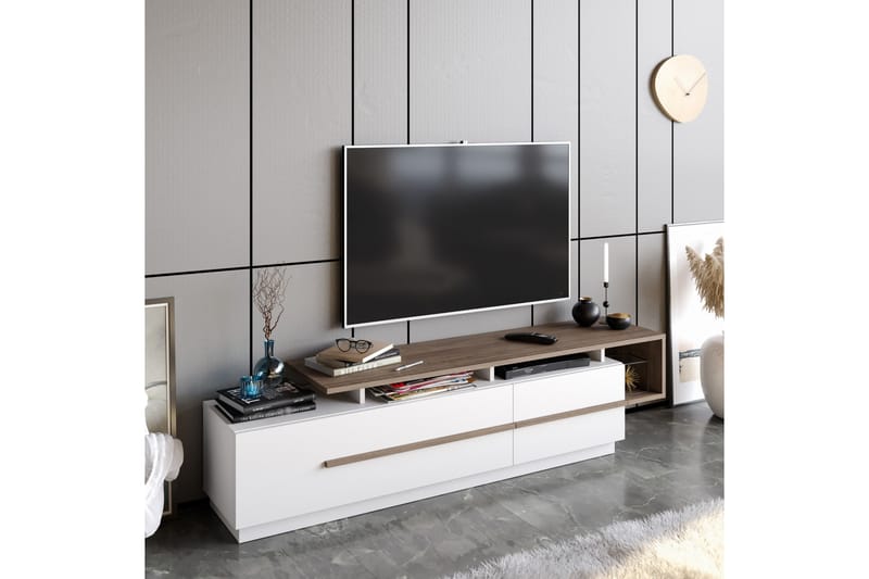 Campora TV-bord 150 cm - Mørkebrun/Hvid - Møbler - TV borde & mediemøbler - TV-borde