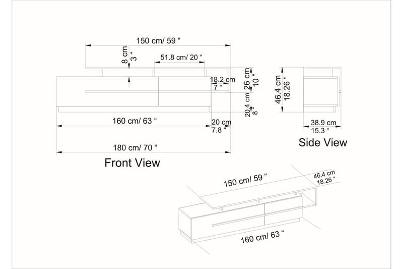 Campora TV-Bord 150 cm - Natur/hvid - Møbler - TV borde & mediemøbler - TV-borde