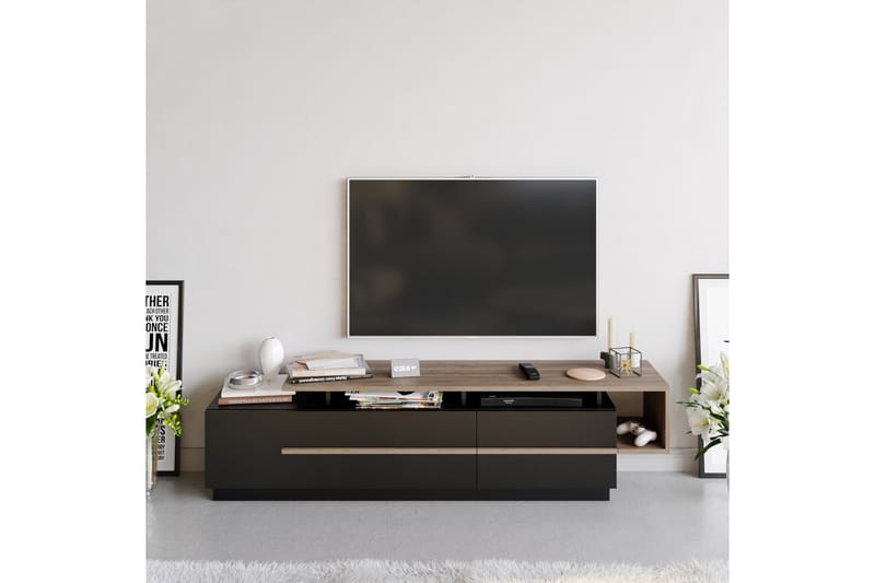 Campora TV-bord 150 cm - Sort/Mørkebrun - Møbler - TV borde & mediemøbler - TV-borde