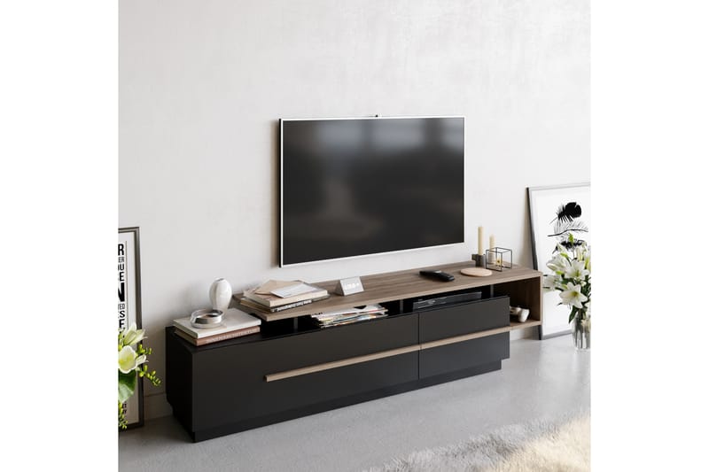 Campora TV-bord 150 cm - Sort/Mørkebrun - Møbler - TV borde & mediemøbler - TV-borde