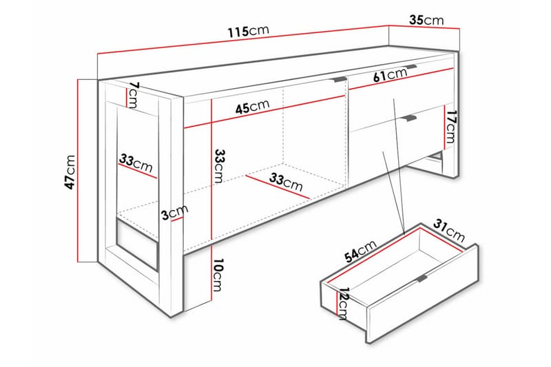 Carbost Tv-bænk 115x35 cm - Sort - Møbler - TV borde & mediemøbler - TV-borde