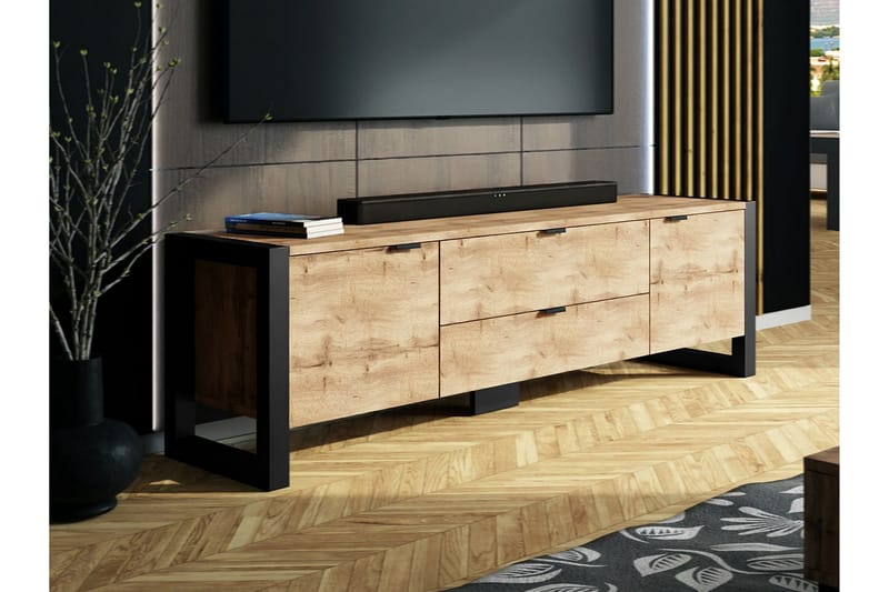 Carbost Tv-bænk 160x35 cm - Sort - Møbler - TV borde & mediemøbler - TV-borde