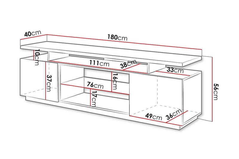 Ceasar TV-Bord 180 cm - Sort - Møbler - TV borde & mediemøbler - TV-borde