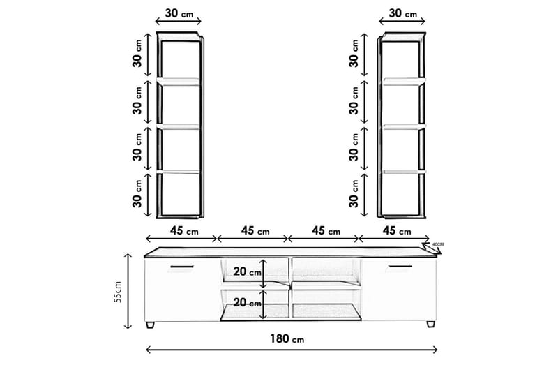 Clelles TV-Bord 180 cm - Sort/hvid - Møbler - TV borde & mediemøbler - TV-borde