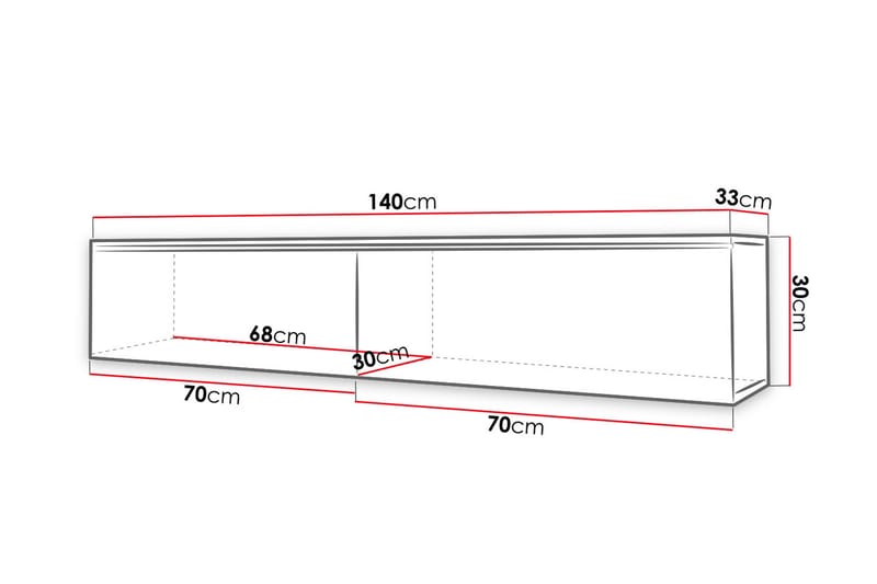 Cuguen TV-Bord 140 cm LED -belysning - Træ/natur | Hvid LED - Møbler - TV borde & mediemøbler - TV-borde