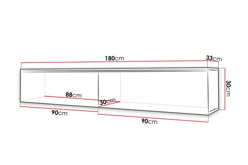 Cuguen TV-Bord 180 cm LED -belysning - Hvid | Grå | Hvid LED - Møbler - TV borde & mediemøbler - TV-borde