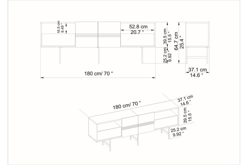 Dasaki TV-bord 180 cm - Hvid - Møbler - TV borde & mediemøbler - TV-borde