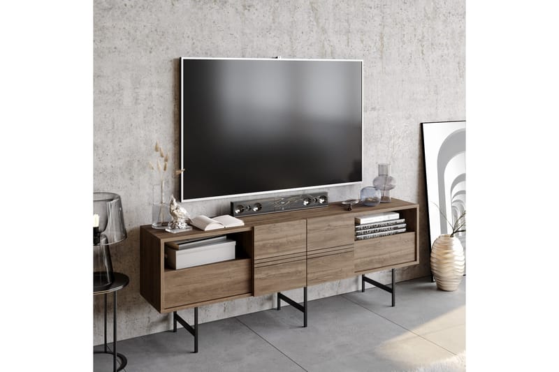 Dasaki TV-bord 180 cm - Mørkebrun/sort - Møbler - TV borde & mediemøbler - TV-borde