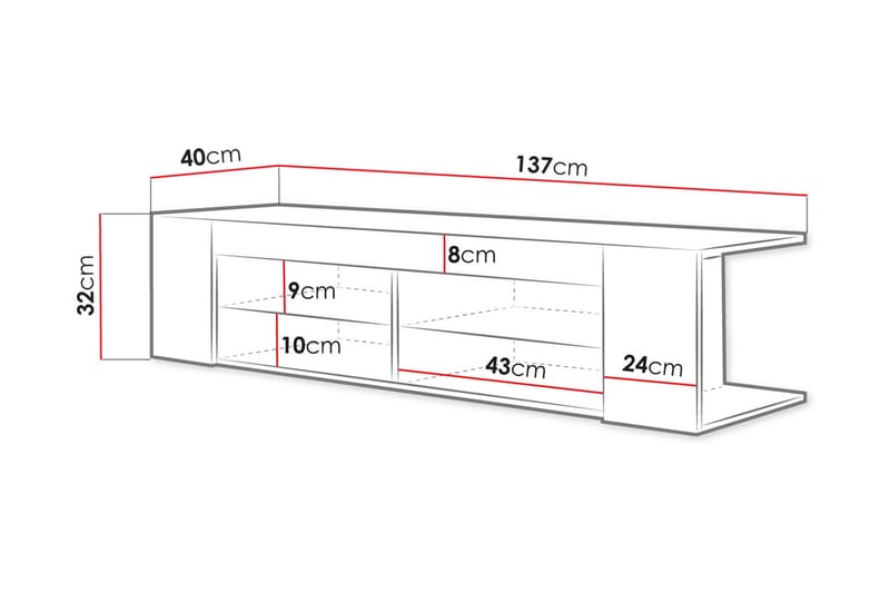 Davalos TV-Bord 137 cm - Eg - Møbler - TV borde & mediemøbler - TV-borde