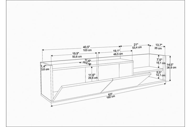 Desgrar TV-Bord 160x36,8 cm - Antracit - Møbler - TV borde & mediemøbler - TV-borde