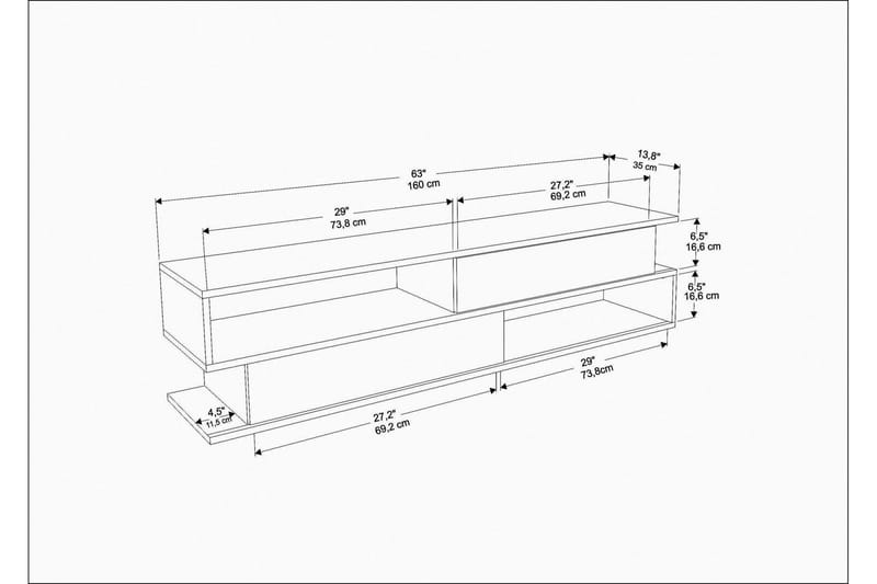 Desgrar TV-Bord 160x38,6 cm - Antracit - Møbler - TV borde & mediemøbler - TV-borde