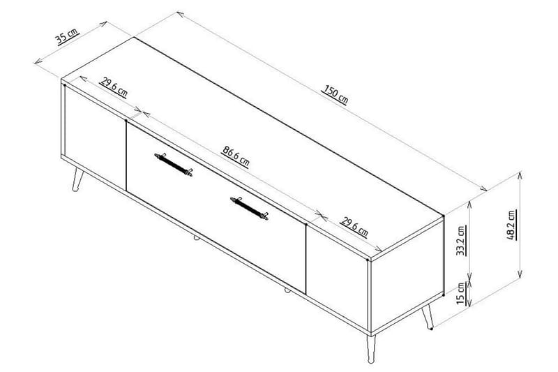 Detas Tv-bord 150x35 cm Brun/Guld - Hanah Home - Møbler - TV borde & mediemøbler - TV-borde