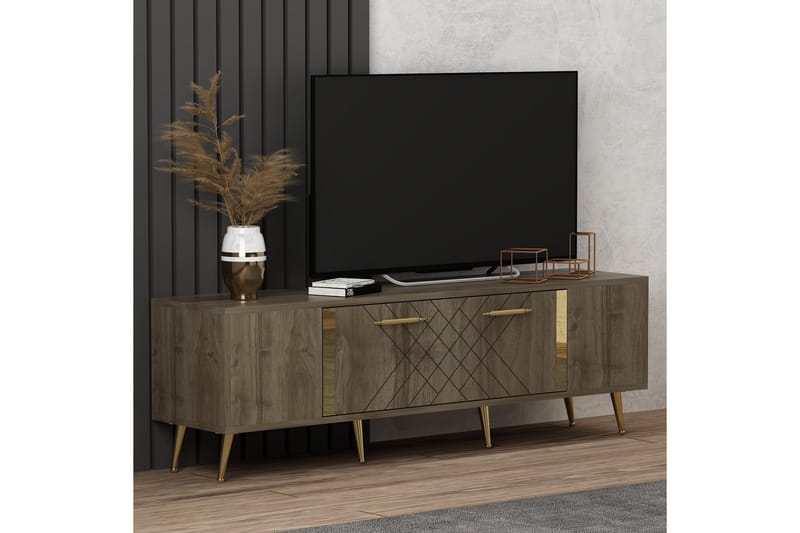 Detas Tv-bord 150x35 cm Brun/Guld - Hanah Home - Møbler - TV borde & mediemøbler - TV-borde