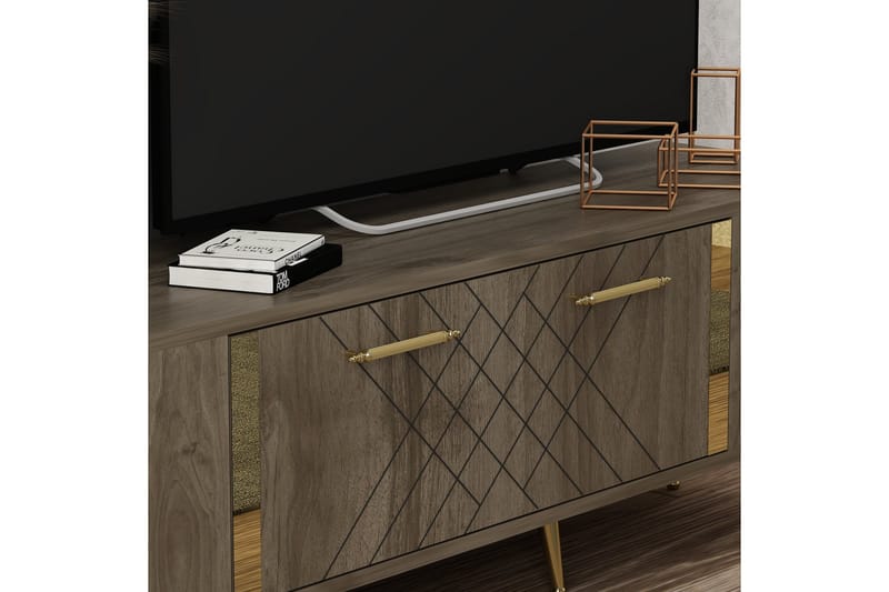 Detas Tv-bord 150x35 cm Brun/Guld - Hanah Home - Møbler - TV borde & mediemøbler - TV-borde