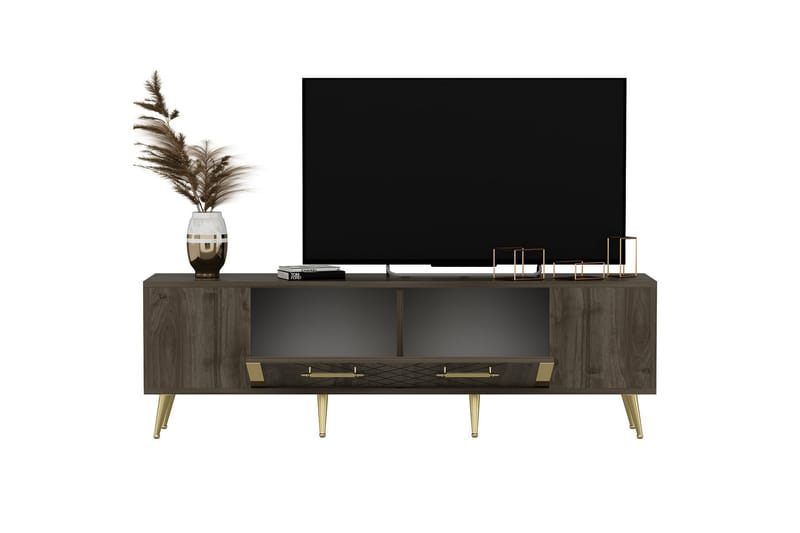 Detas Tv-bord 150x35 cm Brun/Guld - Hanah Home - Møbler - TV borde & mediemøbler - TV-borde